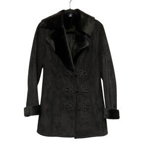 Vintage Chaps Black Faux Fur Lined Winter Coat Size M